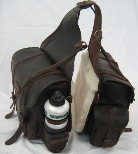 Bisaccia Comancheros per sella Western in Cuoio e Lana con tasca e portaborraccia