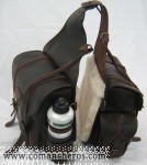 Bisaccia Comancheros per sella Western  in Cuoio e Lana con tasca e portaborraccia